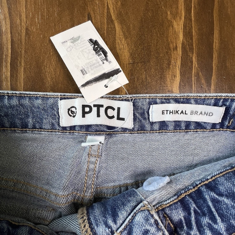 NWT PTCL Ethical Denim Mini Skirt 90's Y2K with Pockets Size 28 Med Wash - Picture 3 of 9
